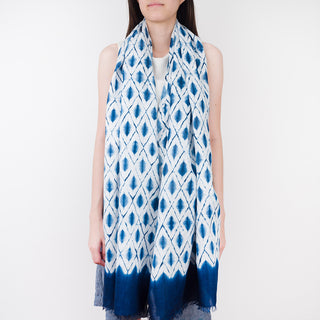 indigo hand dyed linen scarf