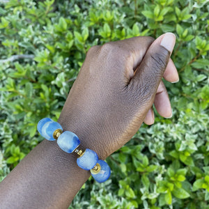 Handmade Blue Bracelet from Recycled Glass