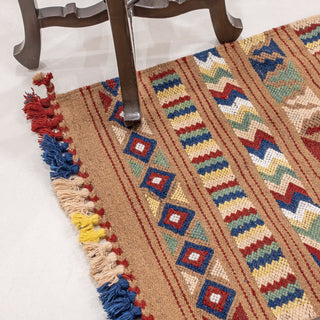 Kutch Native Sheep Wool Nomad Accent Rug with Natural Dyes-Splash of Colors