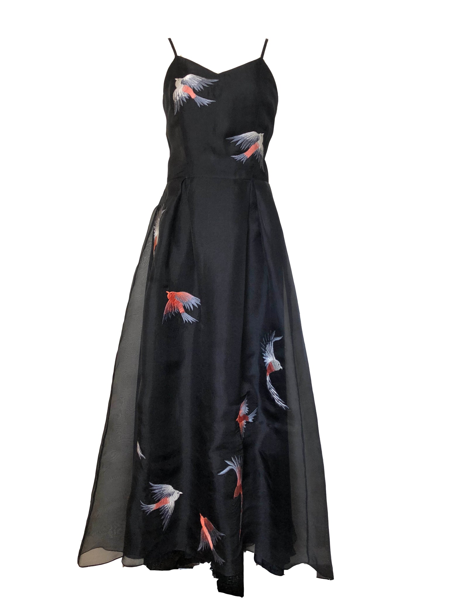 Black Silk Embroidered Dress
