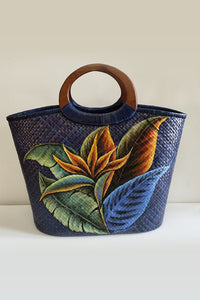 Handmade Bag with hand painted Bird of Paradise