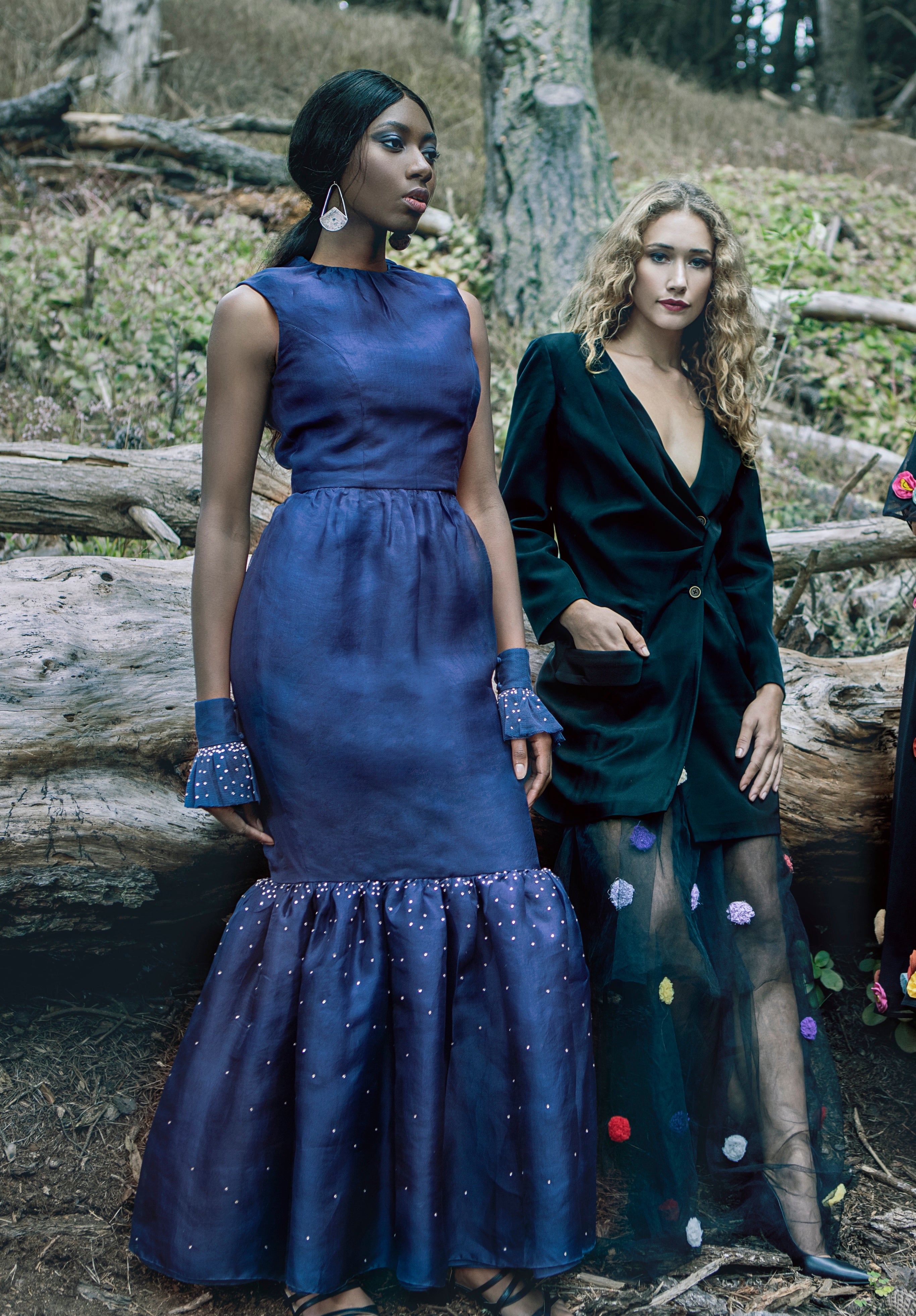 Blue Silk Organza Cocktail Dress Drops of Rain Custom Blue Silk Organza Cocktail Dress Drops of Rain Custom