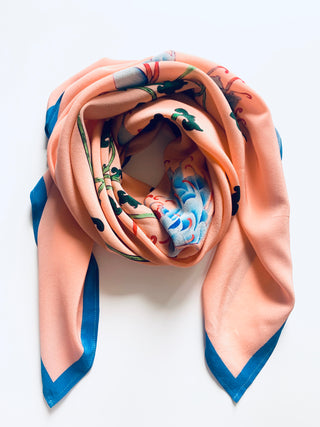 Floral Print Silk Scarf - AGAATI