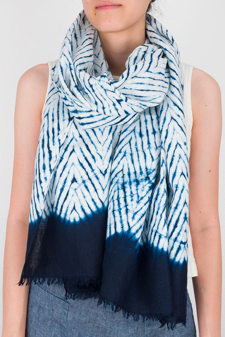 indigo linen scarf