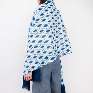 indigo hand dyed linen scarf